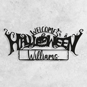 Décoration murale d'accueil d'Halloween personnalisée en métal, panneau suspendu personnalisé, parfait pour la maison, la chambre, la porte, la fête et la décoration de cadeaux - Product Image 1