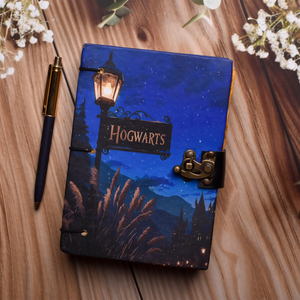 <b>A5</b> Cardboard Cover <b>Notebook</b> with Metal Lock 200 Pages Handmade Paper | Journal Vintage Fantasy Design Diary Sketchbook Gift - Product Image 4