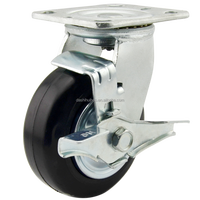Roue pivotante à roulement à billes pour charges moyennes/lourdes, haute température, 46,8 pouces, bande de roulement plate noire, en fer, avec frein, capacité de charge 200-350 kg