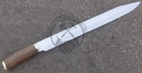 Couteau Viking long en acier haute teneur en carbone forgé à la main, lame de 14 pouces avec manche en bois de noyer et pommel en laiton, couteau Seax médiéval de collection