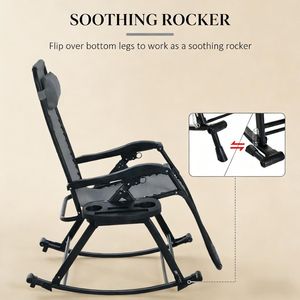 Sedie a dondolo pieghevoli impermeabili per esterni, ideali per giardini, parchi e ristoranti - Product Image 6