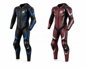 X Aerodynamic Hump One-Piece Leather Motorcycle <b>Suit</b> | Black <b>Red</b> Gray | X Logo | OEM ODM Manufacturer | Premium Design | Racing - Product Image 5