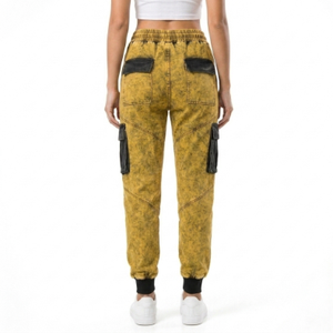 Pantalones deportivos casuales de mujer con lavado ácido, joggers de felpa oversize de tiro alto con cordón ajustable - Product Image 5