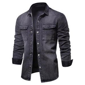 Veste en jean tendance OEM de haute qualité à manches longues, chemise en jean pour homme, veste en jean unisexe, qualité supérieure - Product Image 4