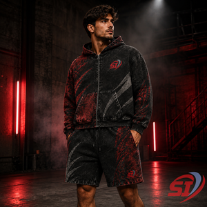 High Quality Acid Wash 100% Cotton Streetwear <b>Hoodie</b> <b>and</b> <b>Shorts</b> <b>Set</b> <b>Men</b> Custom Logo OEM ODM Supplier 320g - Product Image 5