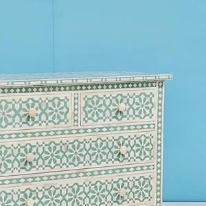 Cajón con Incrustaciones de Hueso de ILAHI, Diseño Moderno con Detalles de Ágata, Mueble Portátil para el Hogar - Product Image 4