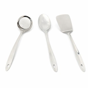 Ensemble d'ustensiles de cuisine en acier inoxydable, 3 pièces – Louche, cuillère ajourée et spatule |   Outils de cuisine durables résistants à la rouille |   Argent - Product Image 1
