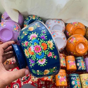 Cuenco de acero inoxidable para servir ensaladas o frutas, tazón de acero pintado a mano, personalizado, hecho en la India, venta al por mayor - Product Image 1