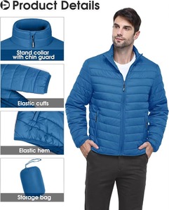 Men's XL Size Casual Solid Color Zip Coat Comfortable <b>Fleece</b> Puffer Jacket Warm Stand Collar Fall Winter Embroidery Fabric OEM - Product Image 1