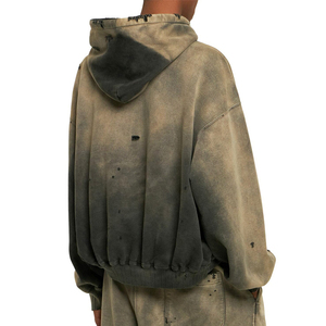 Sweat à capuche en molleton de coton doux pour homme, effet délavé soleil, coupe décontractée, style streetwear moderne, tenue hiver, usage quotidien - Product Image 5