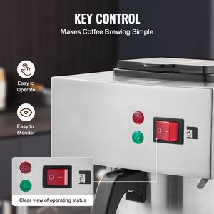 Macchina per Caffè Americano Commerciale da 12 Tazze con 3 Caraffe in Vetro e 3 Piastre Riscaldanti, Spina UK per Hotel - Product Image 4