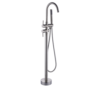 Rubinetto Monocomando per Vasca da Bagno Freestanding e Doccetta a Mano, Montaggio a Pavimento (Nero Spazzolato) - Product Image 4