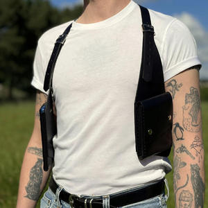 Camping Hiking <b>Backpack</b> Unisex Leather Harness Shoulder Holster Bag Business Organizer Offering Secure Carrying Two Side Pockets - Product Image 6