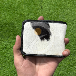 Premium Western Style Cowhide Leather <b>Wallet</b> Mens Handmade <b>Compact</b> Card Holder Natural Hair Finish - Product Image 1