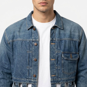 <b>Men's</b> Denim <b>Jacket</b> With Hole Decoration Washed Cotton <b>Casual</b> Style Turn-down Collar Regular Fit Autumn Wear - Product Image 4