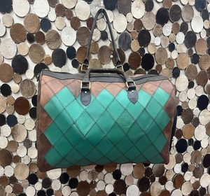 Elegante Bolsa de Viaje de Cuero con Diseño de Parches, Bolsa de Fin de Semana de Gran Capacidad, Bolsa de Gimnasio para Hombres y Mujeres - Product Image 6