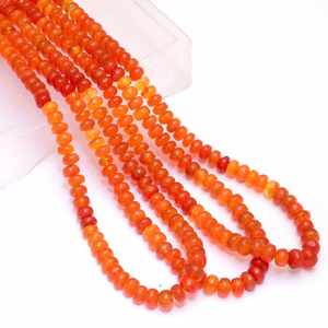 Cuentas de cornalina natural lisas en forma de rondel de 5-7 mm, cuentas sueltas de piedra de cornalina para pulseras y fabricación de joyería al por mayor. - Product Image 1