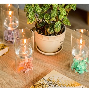 Lampe à huile en verre transparent rechargeable, porte-bougie hurricane, cylindre rond pour décoration de mariage, fête, Noël - Product Image 5