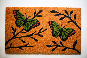 Tapis d'entrée en fibre de coco imprimé CocoFlutter avec motif papillon et support en PVC, en coco naturel, design personnalisé - Product Image 6
