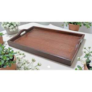 Deluxe Natural Wood Lacquered Solid Tea Tray Minimalist Eco Dishwasher <b>Microwave</b> Safe Food Contact Tea Serving Tray Catering - Product Image 1