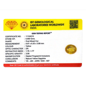 Natural Yellow Sapphire 3.3 Carat Oval Cut Loose Gemstone for Fine Jewelry - Product Image 4