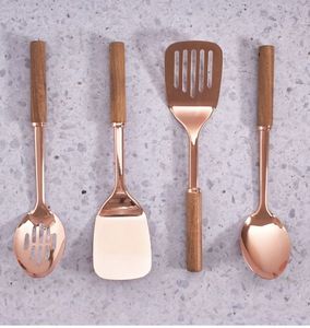 <b>Copper</b> Finish Metal Kitchenware Set Cooking and Serving <b>Utensils</b> Spoon Ladle Skimmer for Home Restaurant Hotel - Product Image 4