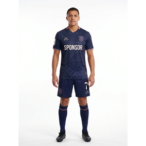 เสื้อแข่งขันแท้สำหรับผู้ชาย ผ้าโพลีเอสเตอร์ 100% เสื้อฟุตบอลพร้อมตาข่ายแบบพิเศษ รับผลิตตามแบบ OEM ชุดทีมแข่งขัน - Product Image 1