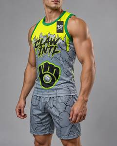 Conjunto de Uniforme de Baloncesto para Hombre Claw Intl, Gris y Amarillo con Estampado Agrietado, Transpirable, de Poliéster - Product Image 3