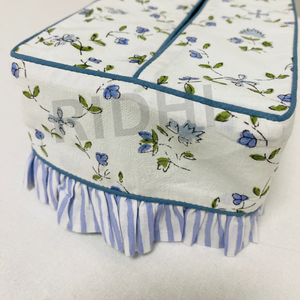Funda para Caja de Pañuelos de Algodón con Estampado Floral Azul Bebé, con Volantes, Reutilizable, Decorativa, para Mesas de Hogar y Hotel - Product Image 3