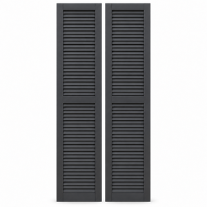 Volets en bois massif gris anthracite avec rail central, panneaux de fenêtre intérieurs traditionnels - Product Image 3
