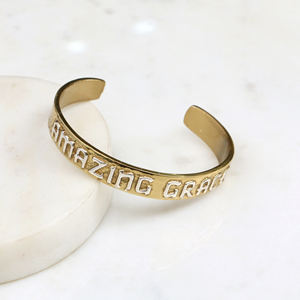 Bracelet manchette en laiton « Amazing Grace » – Bijou chrétien artisanal réglable – Cadeau religieux inspirant pour femmes - Product Image 3