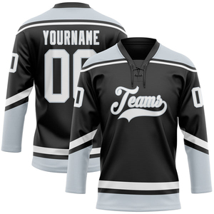 Camiseta de Hockey sobre Hielo Personalizada Unisex para Equipos, Negra, Roja y Blanca, Cuello en V, Manga Larga, Impresión Sublimada, Absorbe la Humedad, Transpirable, Anti-UV - Product Image 3