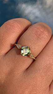 Emerald Cut Topaz Ring Filled Prong Setting Geometric Vintage Women's Engagement Style - Product Image 4