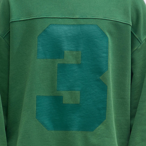 T-shirt vert surdimensionné à manches longues pour homme, imprimé numéro 3, style streetwear, col rond, en coton tricoté, haut décontracté - Product Image 4