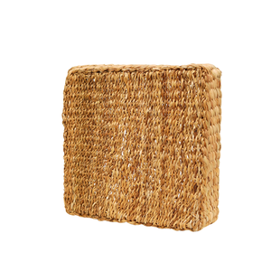 Cesta de Almacenamiento Cuadrada Ecológica Tejida a Mano con Jacinto de Agua y Pasto Marino, Organizador de Mesa de Perfil Bajo - Product Image 4