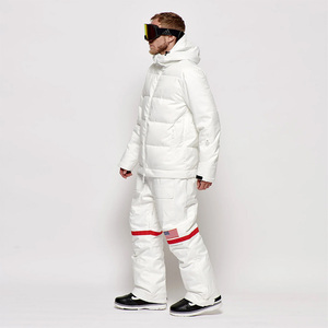 Combinaison de ski unisexe blanche pour adulte, col montant, fermeture éclair, imperméable 10 000 mm, coupe-vent, respirante, isolation en polaire - Product Image 3