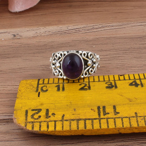 Bague en argent sterling 925 avec turquoise naturelle sertie en bélière, bijoux vintage Art Déco, anneaux en pierres précieuses faits à la main pour femmes, février - Product Image 4