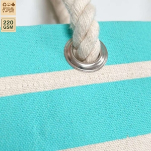 Sac de plage en toile de coton laminée 220 GSM, sac de voyage de plage 42x30x17 cm, logo personnalisé, vente en gros, OEM, marque privée, modèle SNC138A - Product Image 2