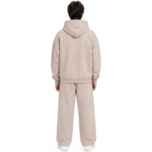 Unisex Blue Hooded <b>Tracksuit</b> Set Full Sleeve Solid Color Casual Sweatshirt and Pants with Drawstring Closure Regular Fit Autumn - Product Image 6
