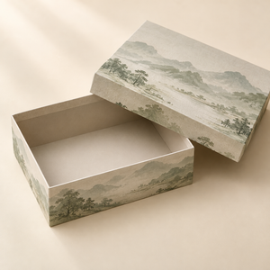 Boîte personnalisée avec couvercle et base en sable aquarellé pour l'emballage de masques faciaux en cadeau - Product Image 2