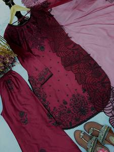 Launching New Designer Party Wear Look Pur Satin Rayon <b>Top</b> & Palazzo With Dupatta set - Product Image 6