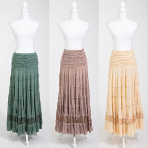 Falda Larga Bohemio Maxi, Falda Gitana Prairie, Falda Fluida de Algodón para Festival, Falda Boho con Volantes, Atuendo de Verano - Product Image 3