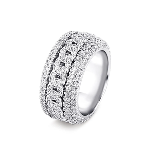 Bague de Fiançailles et de Mariage Éternité en Argent Sterling Moissanite de Luxe Premium Style Hip Hop – Bijou Diamant Élégant - Product Image 4