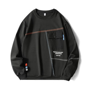 Men's Trend Splicing Pullover Top Autumn New Handsome Long-sleeved T-<b>shirt</b> Crewneck Hoodie - Product Image 1