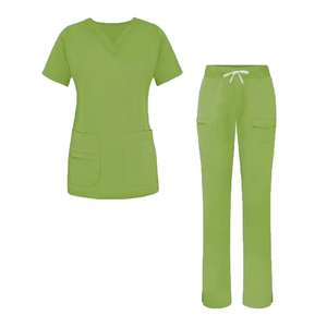 Women Blue <b>Scrub</b> Set V-Neck Top With Pockets And Drawstring Pants Hospital <b>Uniforms</b> Cotton Polyester Custom demand - Product Image 4