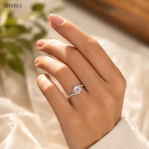 Anillo de Compromiso de Oro Blanco Vermeil de 14K con Diamantes Redondos Brillantes y Banda Trenzada de Moissanita para Mujer - Product Image 5