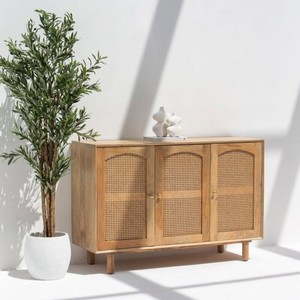 Aparador de Ratán de 3 Puertas Vandana Pebble Solace para Interiores y Exteriores Modernos y Elegantes - Product Image 6