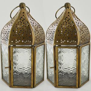 Farol Metálico Tradicional con Diseño Geométrico de Vidrio Turquesa, Hecho a Mano, Decoración de Mesa para Interiores, para Sala de Estar, Ramadán - Product Image 3