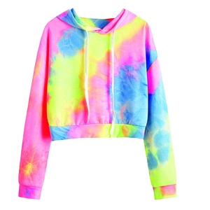 เสื้อฮู้ดดี้คอตตอนของผู้หญิงเสื้อครอปมัดย้อมแบบปรับแต่งได้ - Product Image 1