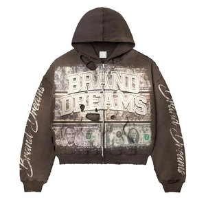 Brand Custom Printed Zip-Up Hoodie Men Oversized Streetwear Knitted Hooded Regular Sleeve Autumn Fashion - Product Image 5